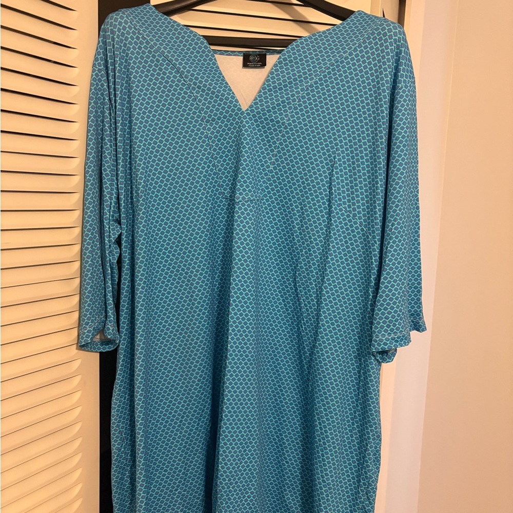 Chic Blue Geometric Half Sleeve Dress